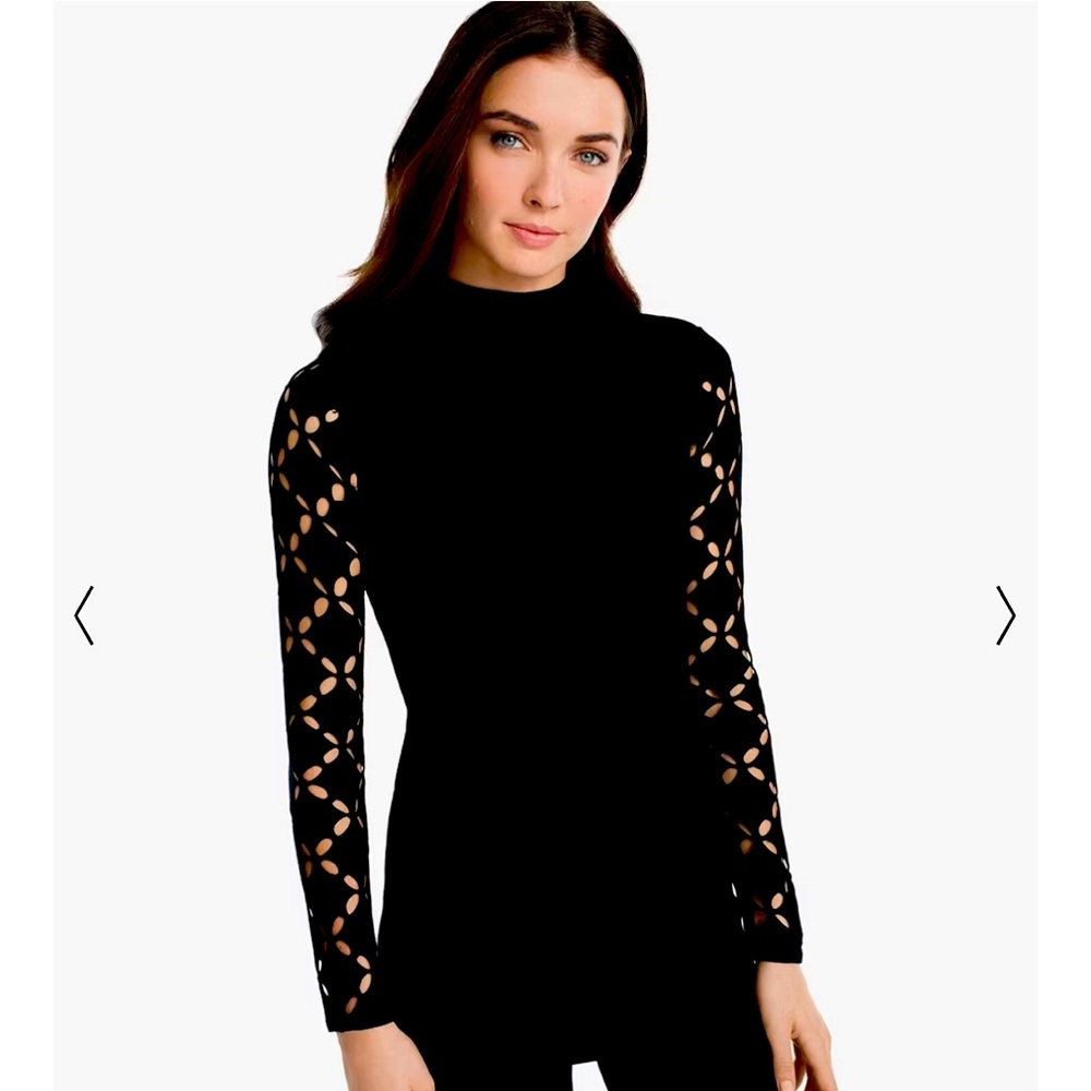 White House Black Market Cut-Out Detail Mock Neck Tunic - Picture 3 of 5